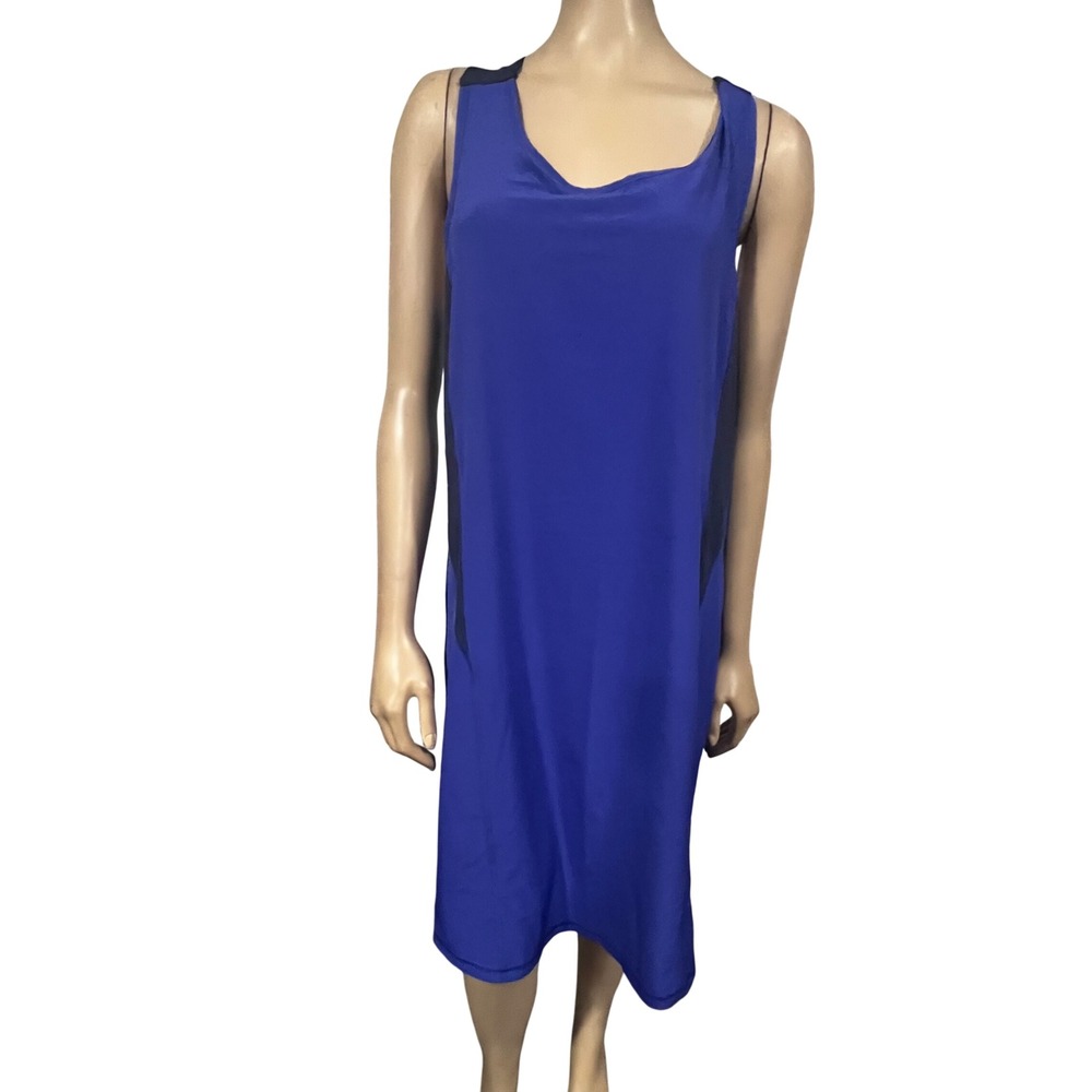 LL Bean Women XL Beans Stretch Swim Cover-Up Dress Bright Sapphire Blue 501219